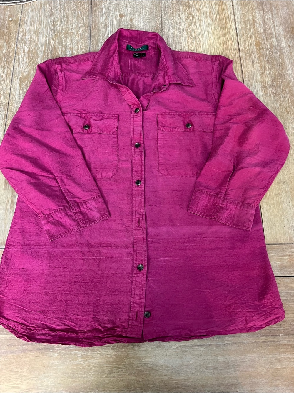 Lauren Ralph Lauren 100% Silk Shirt - Magenta/Fuchsia